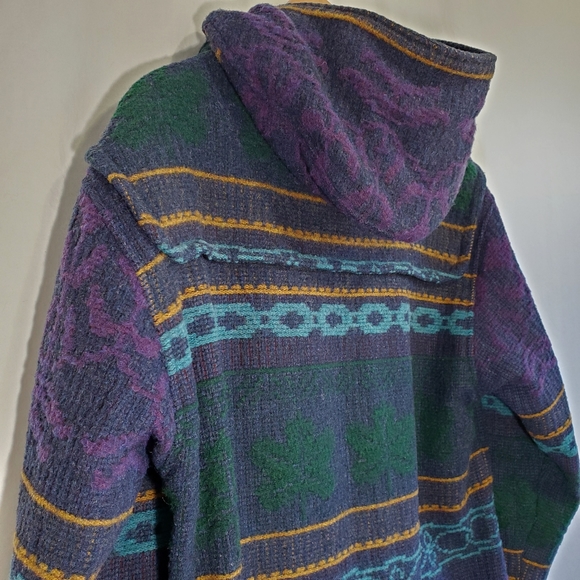 *RARE* Vintage Woolrich Navajo Wool Blend Blanket-Style Hooded Coat - Picture 7 of 8